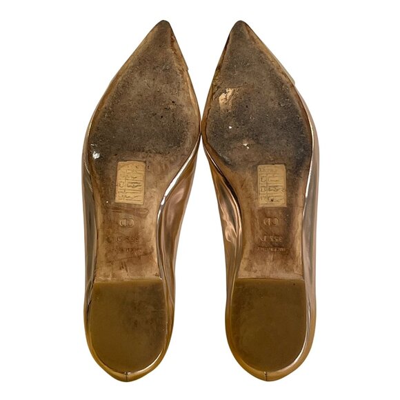 Women’s Gold Metallic Pointed Toe Ballet Flats Size 35.5 - Picture 10 of 11